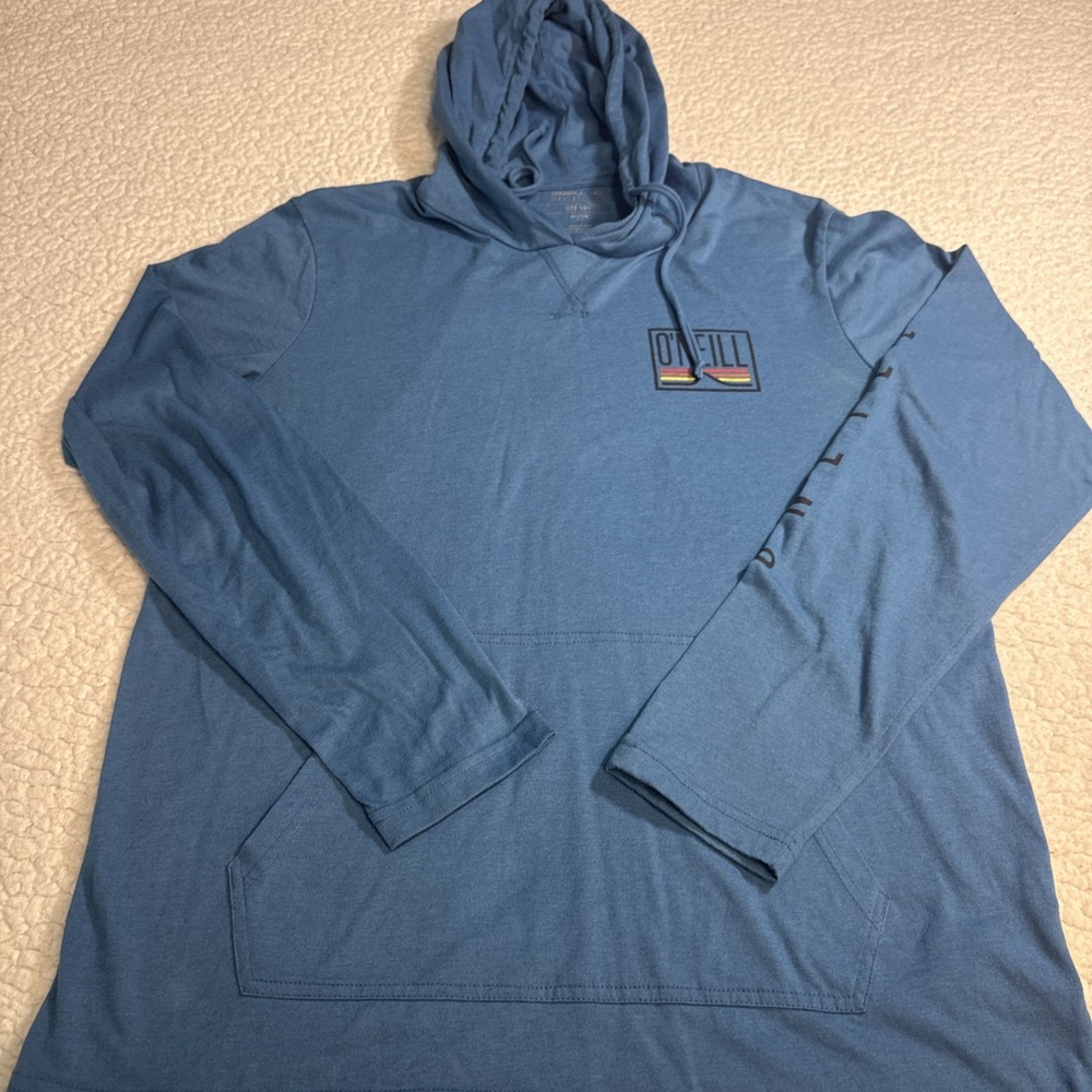 O'NEILL TRVLRSERIES UPF 50+ Men's Blue Heathered Hoodie Kangaroo Pocket-M